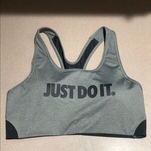 Nike Gray and Black Racerback Sports Bra Large